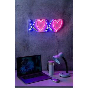 Decoratiune luminoasa LED, Tic Tac Toe XoXo, Benzi flexibile de neon, DC 12 V, Roz / Albastru imagine