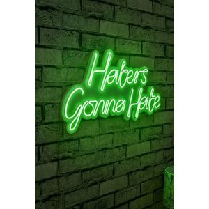 Decoratiune luminoasa LED, Haters Gonna Hate, Benzi flexibile de neon, DC 12 V, Verde imagine