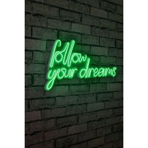 Decoratiune luminoasa LED, Follow Your Dreams, Benzi flexibile de neon, DC 12 V, Verde imagine
