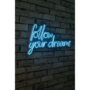 Decoratiune luminoasa LED, Follow Your Dreams, Benzi flexibile de neon, DC 12 V, Albastru imagine