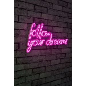 Decoratiune luminoasa LED, Follow Your Dreams, Benzi flexibile de neon, DC 12 V, Roz imagine