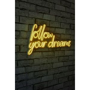 Decoratiune luminoasa LED, Follow Your Dreams, Benzi flexibile de neon, DC 12 V, Galben imagine