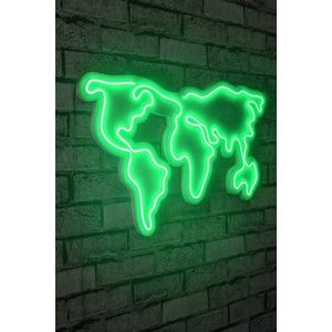 Decoratiune luminoasa LED, World Map, Benzi flexibile de neon, DC 12 V, Verde imagine