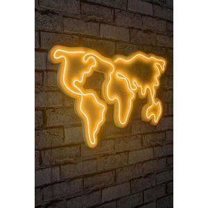 Decoratiune luminoasa LED, World Map, Benzi flexibile de neon, DC 12 V, Galben imagine