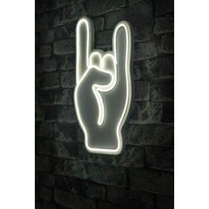 Decoratiune luminoasa LED, Rock N Roll Sign, Benzi flexibile de neon, DC 12 V, Alb imagine