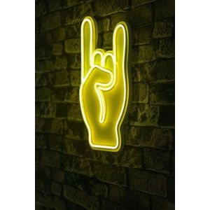 Decoratiune luminoasa LED, Rock N Roll Sign, Benzi flexibile de neon, DC 12 V, Galben imagine