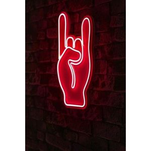 Decoratiune luminoasa LED, Rock N Roll Sign, Benzi flexibile de neon, DC 12 V, Rosu imagine