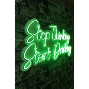 Decoratiune luminoasa LED, Stop Thinking Start Drinking, Benzi flexibile de neon, DC 12 V, Verde imagine