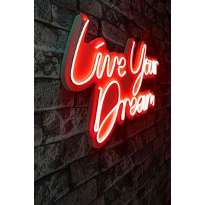 Decoratiune luminoasa LED, Live Your Dream, Benzi flexibile de neon, DC 12 V, Rosu imagine