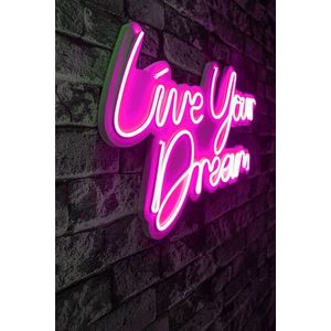 Decoratiune luminoasa LED, Live Your Dream, Benzi flexibile de neon, DC 12 V, Roz imagine