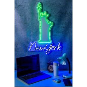 Decoratiune luminoasa LED, New York, Benzi flexibile de neon, DC 12 V, Verde albastru imagine