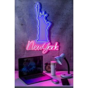 Decoratiune luminoasa LED, New York, Benzi flexibile de neon, DC 12 V, Roz / Albastru imagine