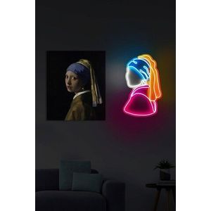 Decoratiune luminoasa LED, Girl With A Pearl Earring Pinky, Benzi flexibile de neon, DC 12 V, Multicolor imagine