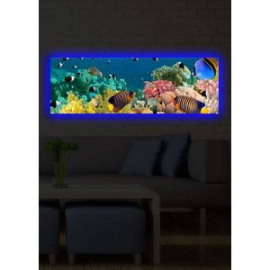 Tablou decorativ cu lumina LED, 3090DACT-13, Canvas, 30 x 90 cm, Multicolor imagine