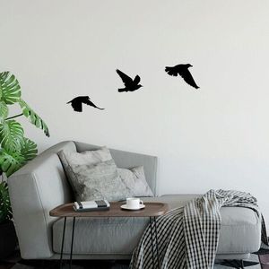 Decoratiune de perete, Birds, Metal, 15 x 13 cm, Negru imagine
