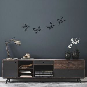 Decoratiune de perete, Birds, Metal, 21 x 18 cm, Negru imagine