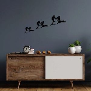 Decoratiune de perete, Ducks, Metal, 16 x 11 cm, Negru imagine