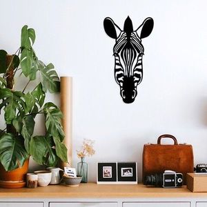 Decoratiune de perete, Zebra, Lemn, Dimensiune: 37 x 65 cm, Negru imagine