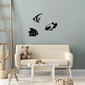 Decoratiune de perete, Fishes, Metal, 26 x 21 cm, Negru imagine
