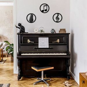 Decoratiune de perete, Just Music, Metal, ø25 cm, 3 piese, Negru imagine