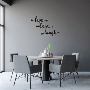 Decoratiune de perete, Live Love Laugh, Metal, 93 x 66 cm, Negru imagine