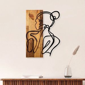 Decoratiune de perete, Woman Body, 50% lemn/50% metal, Dimensiune: 35 x 3 x 50 cm, Negru / Nuc deschis imagine