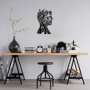 Decoratiune de perete, Tree Man, Metal, Dimensiune: 27 x 43 cm, Negru imagine