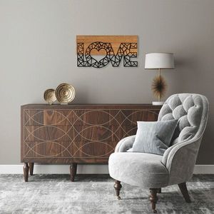 Decoratiune de perete, Love, 50% lemn/50% metal, Dimensiune: 58 x 3 x 30 cm, Nuc negru imagine