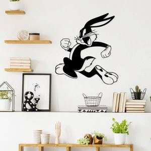 Decoratiune de perete, Bugs Bunny 2, Metal, Dimensiune: 62 x 70 cm, Negru imagine
