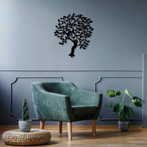 Decoratiune de perete, Tree, Metal, Dimensiune: 61 x 69 cm, Negru imagine