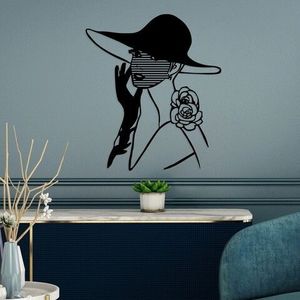 Decoratiune de perete, Striped Woman, Metal, Dimensiune: 60 x 69 cm, Negru imagine