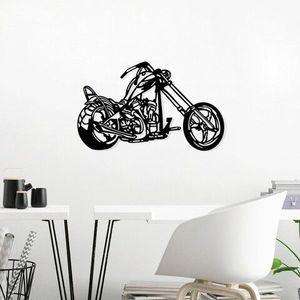 Decoratiune de perete, Motorcycle, Metal, Dimensiune: 70 x 44 cm, Negru imagine