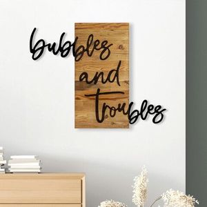 Decoratiune de perete, Bubbles And Troubles 1, Metal/lemn, Dimensiune: 76 x 3 x 58 cm, Nuc / Negru imagine