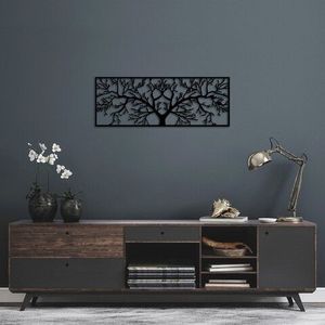 Decoratiune de perete, Tree, Metal, Dimensiune: 82 x 30 cm, Negru imagine