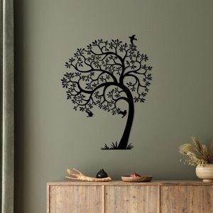 Decoratiune de perete, Lonely Tree, Metal, Dimensiune: 56 x 70 cm, Negru imagine