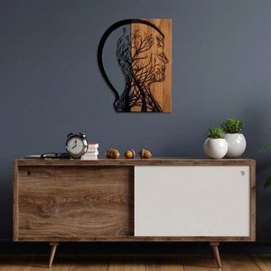 Decoratiune de perete, Tree Man, 50% lemn/50% metal, Dimensiune: 45 x 58 cm, Nuc / Negru imagine