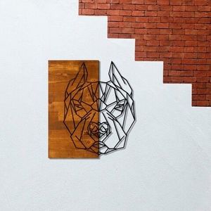 Decoratiune de perete, Buldog, 50% lemn/50% metal, Dimensiune: 51 x 58 cm, Nuc / Negru imagine