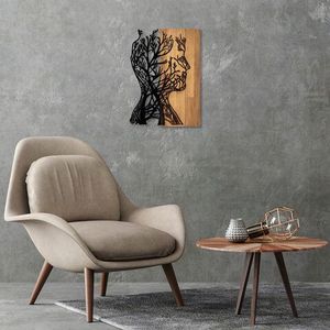 Decoratiune de perete, Tree Man, 50% lemn/50% metal, Dimensiune: 43 x 3 x 58 cm, Nuc negru imagine