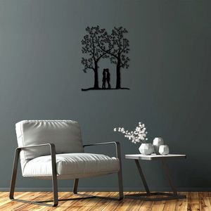 Decoratiune de perete, Love Garden, Metal, Dimensiune: 46 x 63 cm, Negru imagine