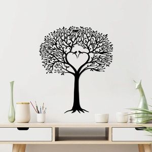 Decoratiune de perete, Love Tree, Metal, Dimensiune: 59 x 70 cm, Negru imagine