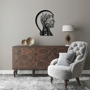 Decoratiune de perete, Tree Man, Metal, Dimensiune: 52 x 70 cm, Negru imagine