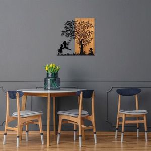Decoratiune de perete, The Tree And The Shaking Children, 50% lemn/50% metal, Dimensiune: 59 x 58 cm, Nuc / Negru imagine