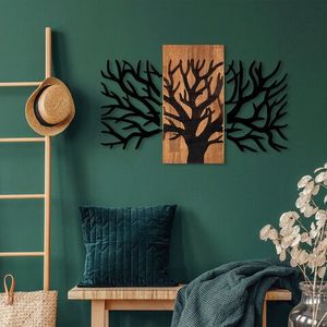 Decoratiune de perete, Horn Tree, Lemn/metal, 96 x 58 cm, Nuc / Negru imagine