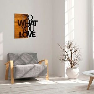 Decoratiune de perete, Do What You Love, 50% lemn/50% metal, Dimensiune: 54 x 58 cm, Nuc / Negru imagine