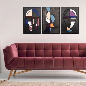 Decoratiune de perete, Persona, Placaj, 39 x 59 cm, 3 piese, Multicolor imagine