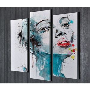Set 3 tablouri decorative, UC52, Canvas, 45 x 20 cm, Multicolor imagine