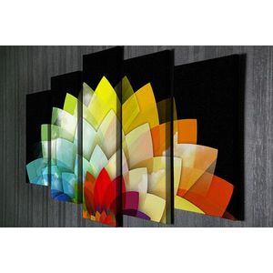 Set 5 tablouri decorative, BC58, Canvas, 70 x 20 cm, Multicolor imagine