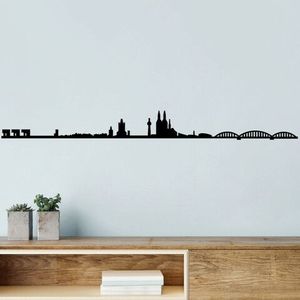 Decoratiune de perete, Cologne Skyline, Metal, Dimensiune: 120 x 12 cm, Negru imagine