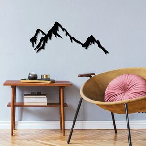Decoratiune de perete, Mountain, Metal, 70 x 30 cm, Negru imagine