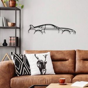 Decoratiune de perete, Toyota Supra Silhouette, Metal, 70 x 15 cm, Negru imagine